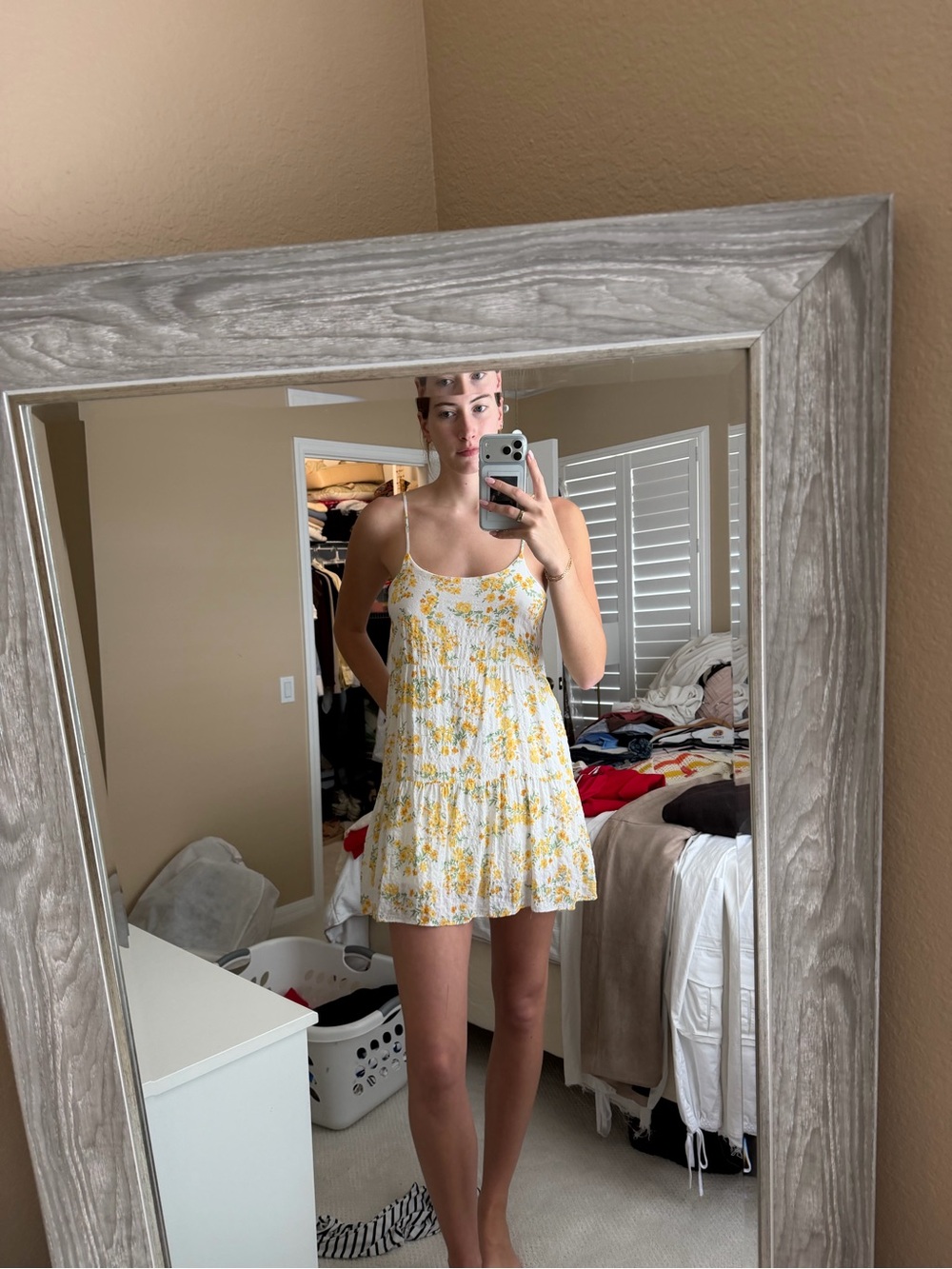 Hippie Rose White Mini Dress with Yellow Floral Print